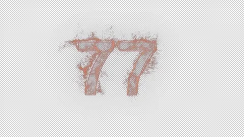 Number 77 on fire with alpha channel, number seventy seven Stock-Footage 264034004