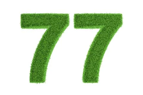 Number 77 with a green grass texture Stock Illustration