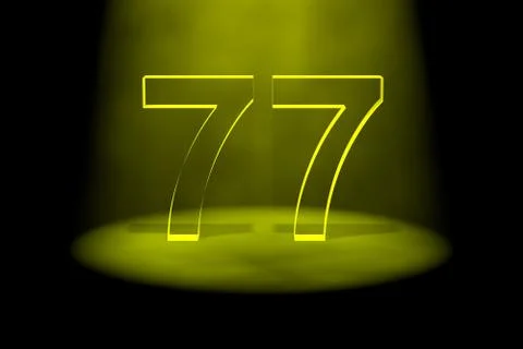 Number 77 illuminated with yellow light Stock Illustration