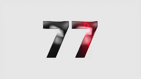 Number 77 with lightning, alpha channel, number seventy seven Stock Footage 276388099