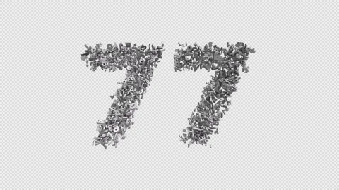 Number 77 Made Of Numbers. 3D Font Number Animation With Alpha Channel Stock Footage 302260563