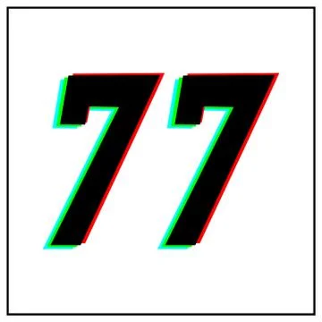 Number 77, seventy seven vector desing logo.Dynamic, split-color, shadow of   Stock Illustration