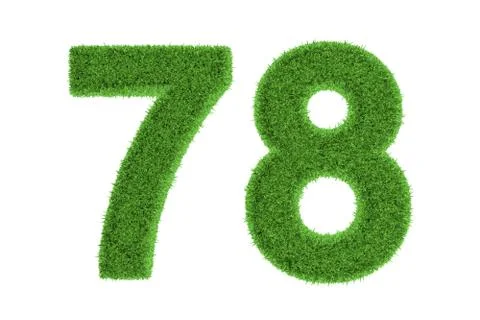 Number 78 with a green grass texture Stock Illustration