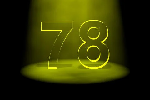Number 78 illuminated with yellow light Stock Illustration