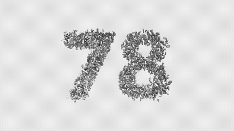 Number 78 Made Of Numbers. 3D Font Number Animation With Alpha Channel Video stock 302260562