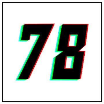 Number 78, seventy eight vector desing logo.Dynamic, split-color, shadow of   Stock Illustration