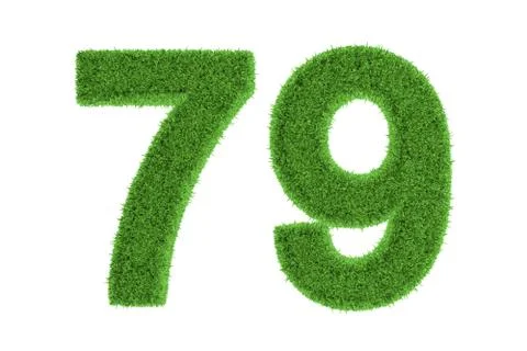 Number 79 with a green grass texture Stock Illustration