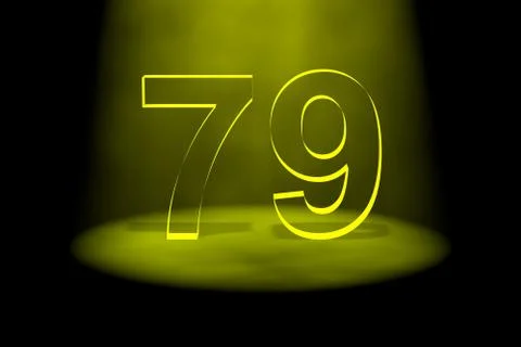 Number 79 illuminated with yellow light Stock Illustration