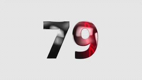 Number 79 with lightning, alpha channel, number seventy nine Stock Footage 276388137