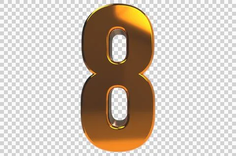 Number 8 3d render illustration PNG Transparent Background Illustrazione stock