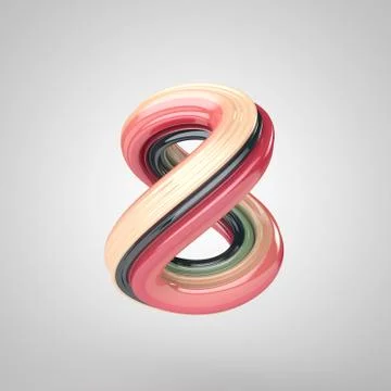 Number 8, 3D rendering colorful and reflective glass Stock Illustration