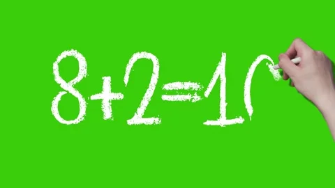 Number 8 Addition Exercise, Handwritten Animation, Green Background Stock Footage 287835403