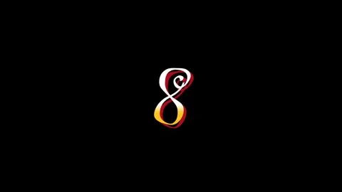Number 8 animated 4k video clip Stock Footage 321643348