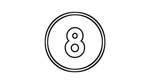 Number 8 animation motion graphics cartoon sign symbol in circle on white Stock Footage 336696694