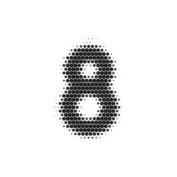 Number 8 black halftone pattern font 스톡 일러스트