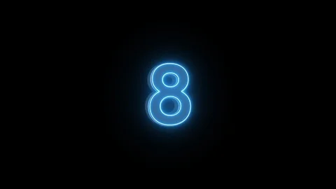 Number 8 blue neon light background video Stock Footage 123749377