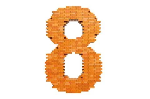 Number 8 from building bricks, 3D rendering Ilustración de archivo