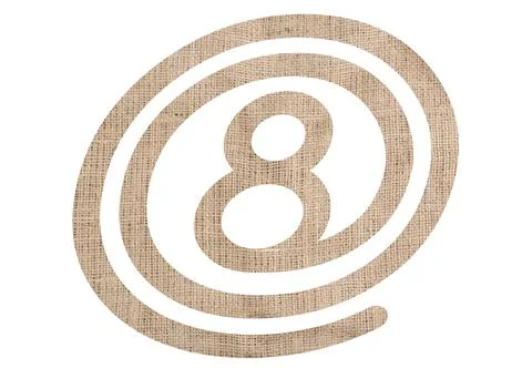 Number 8 with burlap texture on white background Stock Illustration