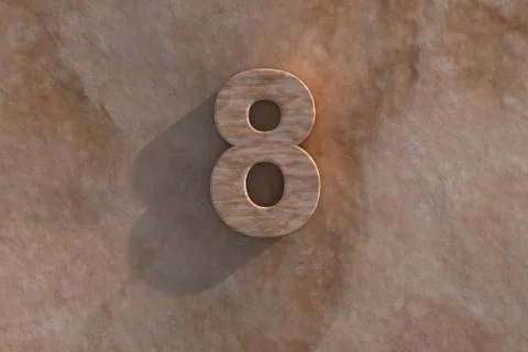 Number 8 carved from marble on marble base Stock Illustration