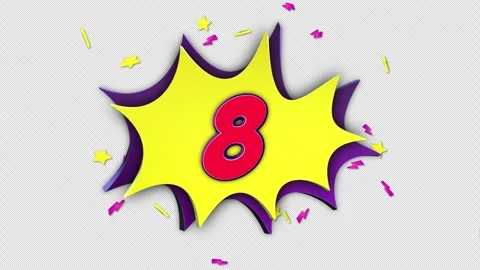Number 8 Comic Text Animation Background on Alpha Channel, Loop 库存影片 312360512