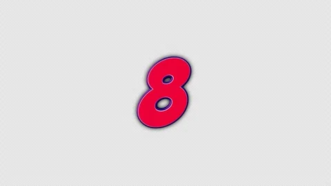 Number 8 Comic Text Animation Background on Alpha Channel, Loop Video stock 319042532