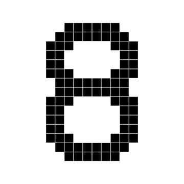 Number 8 eight 3d cube pixel shape minecraft 8 bit Stock Illustration