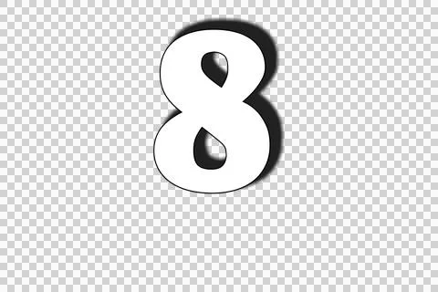 Number 8 eight on transparent background Illustrazione stock