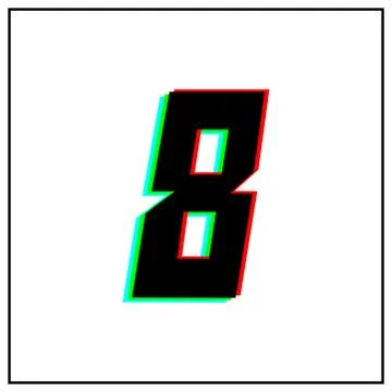 Number 8, eight vector desing logo.Dynamic, split-color, shadow of  number re Illustrazione stock