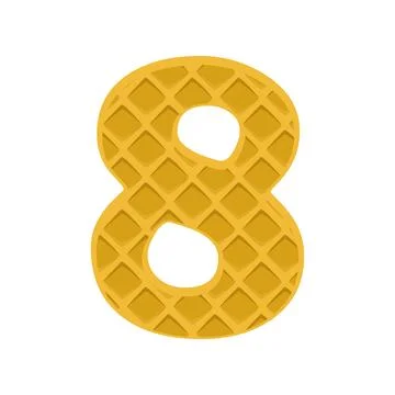 Number 8 element waffle. Crunchy waffle in the shape of number Eight. Vector  Illustrazione stock