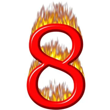 Number 8 on fire Illustrazione stock
