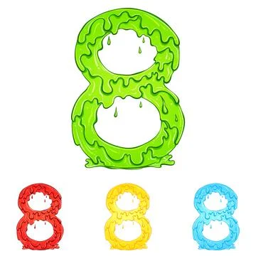 Number 8 with flow drops colors Stock Illustration