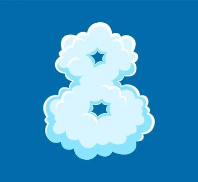Number 8 fluffy cloud sky typography, math symbol. Stockillustratie