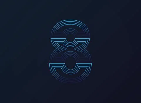 Number 8 font, digital technology design, network concept.  Vector illustrati Stock Illustration
