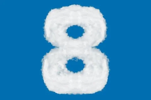 Number 8 font shape element made of clouds on blue Stock Illustration
