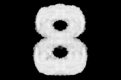 Number 8 font shape element made of cloud on black Stock Illustration