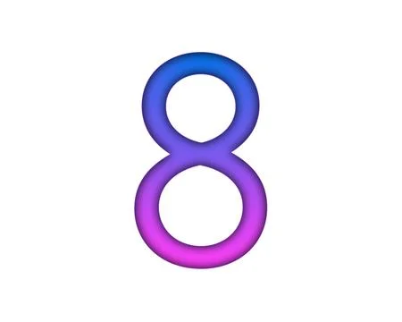 Number 8 gradient blue pink 3d sign symbol on white background Stock Illustration