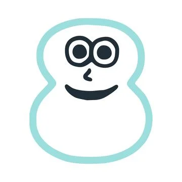 Number 8 happy eccentric smiling character, smiley face vector clip art Stock Illustration