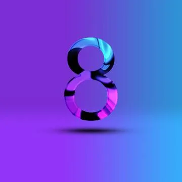 Number 8 illustration . Creative synthwave cyberpunk design elements. Isolate Stock Illustration