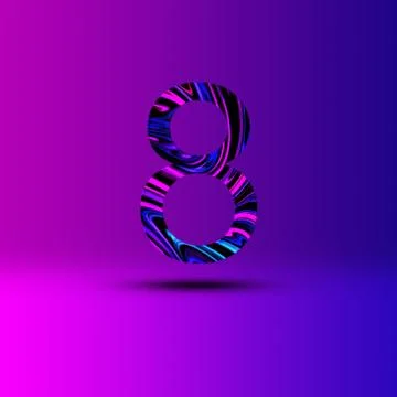 Number 8 illustration . Creative synthwave cyberpunk design elements. Isolate Ilustração Stock