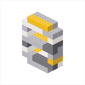 Number 8 in isometric view assembled from plastic blocks. Vector Stock-Illustration