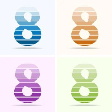 Number 8 logo design set Stock Illustration