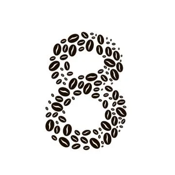 Number 8 made of coffee beans vector set Stock Illustration