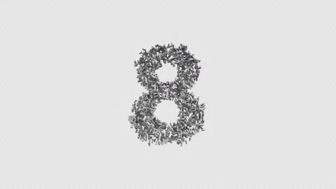 Number 8 Made of Numbers. 3D Font Number Animation with Alpha Channel Stock Footage 302170702