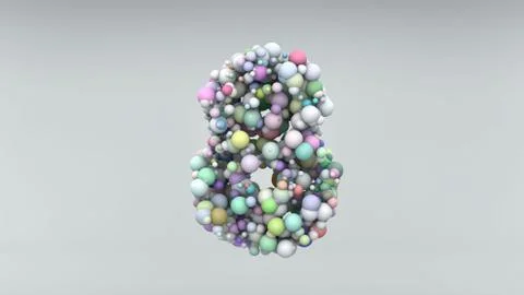 Number 8 made of plastic beads, purple bubbles, isolated on white, 3d render Stock Illustration