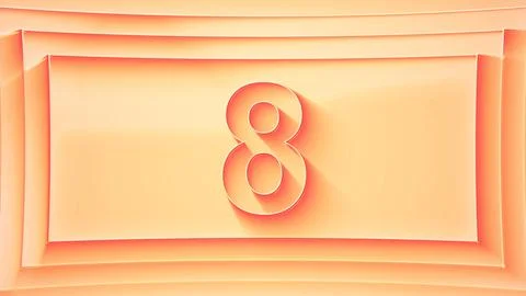Number 8. Minimalistic embossed number with glittering lights. Stock Illustration