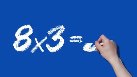 Number 8 Multiplication Table, Handwritten Animation, Blue Background Stock Footage 287846122