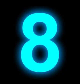 Number 8 neon light full isolated on black Stock Illustration