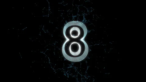 Number 8 Plexus Line And Dots Connection on Dark Background Stock Footage 346115170