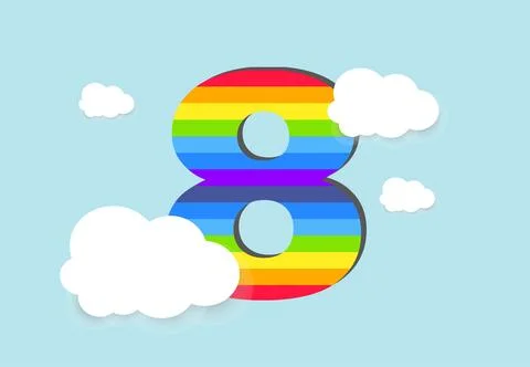 Number 8 Rainbow counting learn object design, abstract rainbow Number for .. Stock Illustration