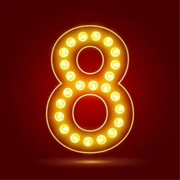 Number 8 with realistic lamp, vector illustration. can be used for christmas Stock Illustration
